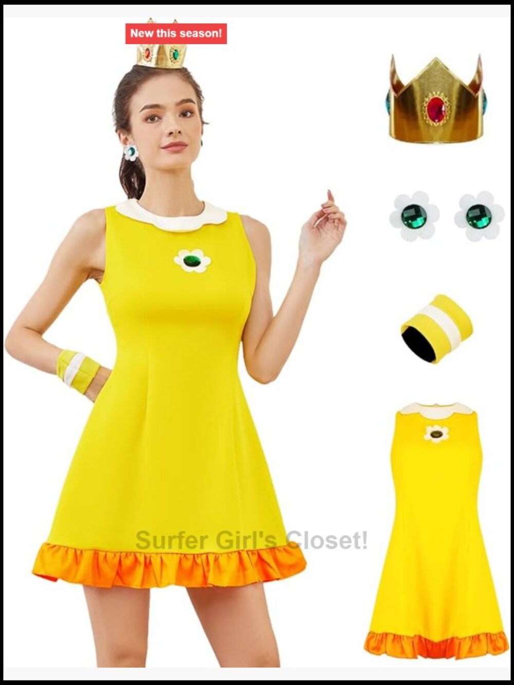 Princess Tennis Dress Cosplay Costume with Crown Earrings Women Halloween Suit